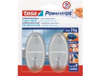 tesa Samolepiace háčiky Powerstrips L veľké oválne, lesklý chróm, 2 ks tesa Samolepiace háčiky Powerstrips L veľké oválne, lesklý chróm, 2 ks