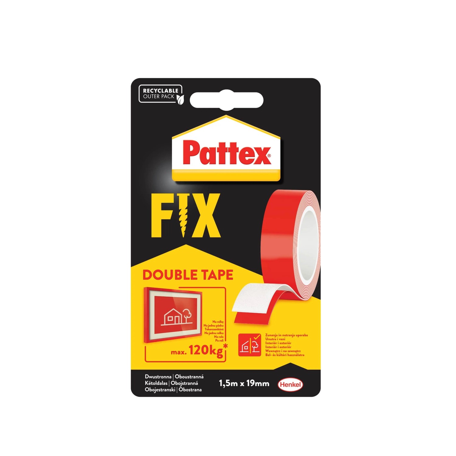 E-shop Pattex Obojstranná montážna lepiaca páska FIX 120 KG, 19 mm x 1,5 m