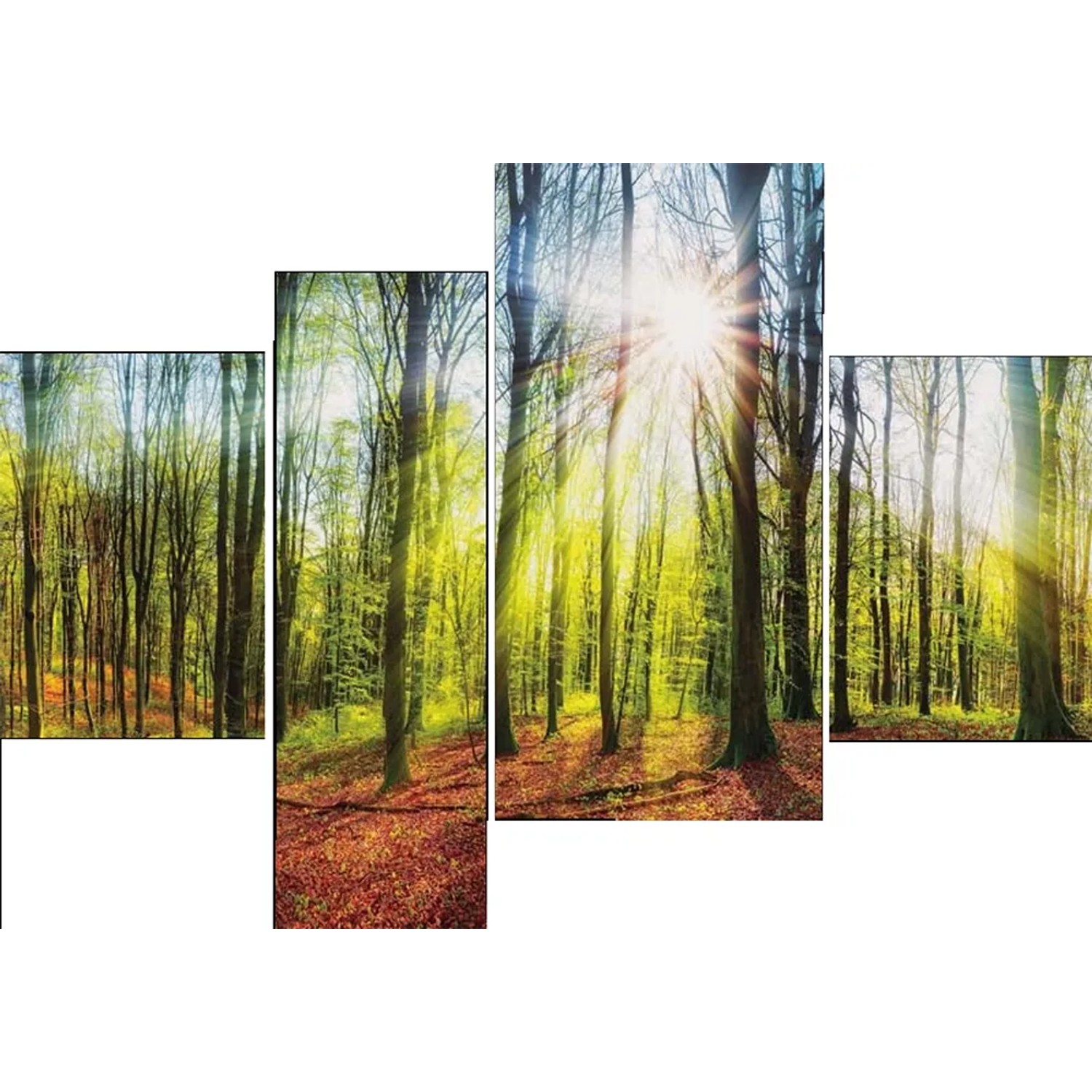 E-shop Bondecor 4dielna súprava obrazov Krajina 70 x 100 cm