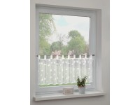 Sehlbach Vitrážová záclona s pútkami, listy, biela, 135 x 45 cm