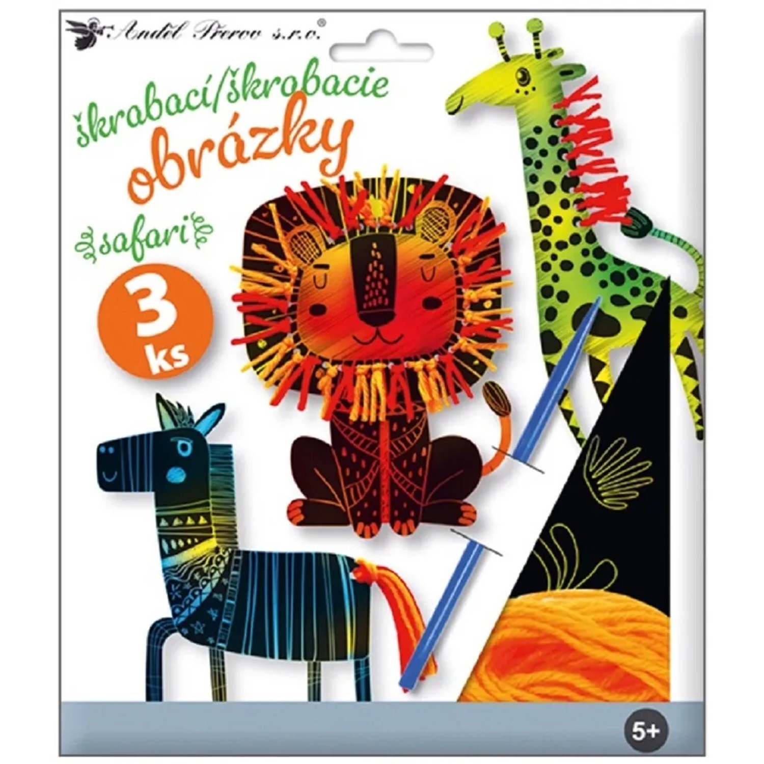 E-shop Anděl Přerov Súprava škrabacích obrázkov s prísluš., Safari, 19 x 22 cm