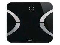 Wenko Sklenená analytická osobná váha s Bluetooth, čierna, 30 x 2,1 x 26 cm