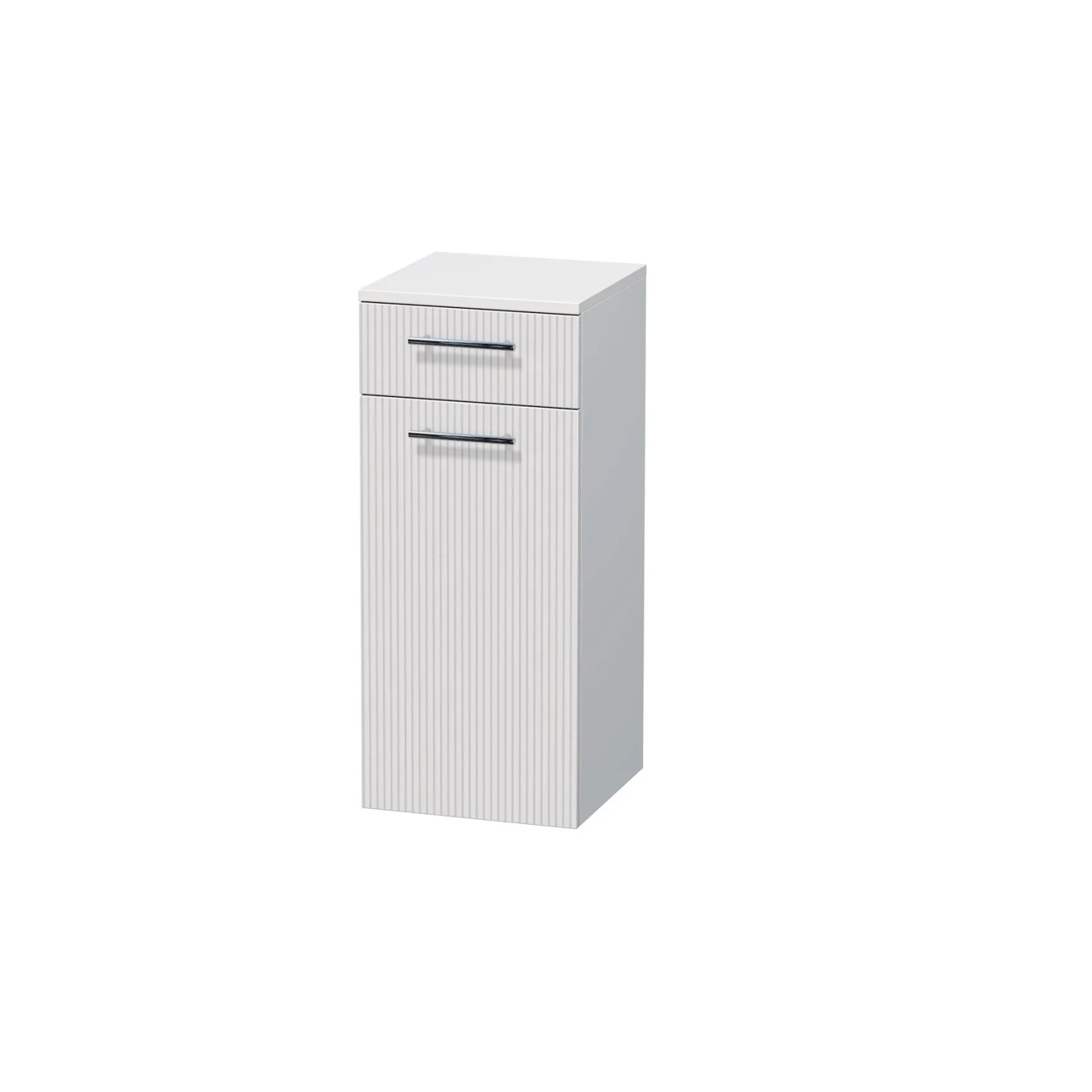 E-shop INTEDOOR Nízka skriňa BEE pravá, úchyt chróm, š. 35 cm, biela 3D pruhy
