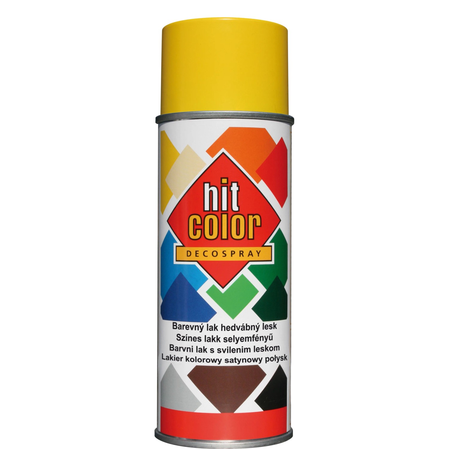 E-shop hitcolor Dekoratívny lak v spreji hodvábny lesk RAL 1021 žltý horčičný 400 ml