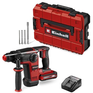 Einhell TP-HD 18/28 Akumulátorové vŕtacie kladivo s kufríkom, batériou, nabíjačkou a vrtákmi.