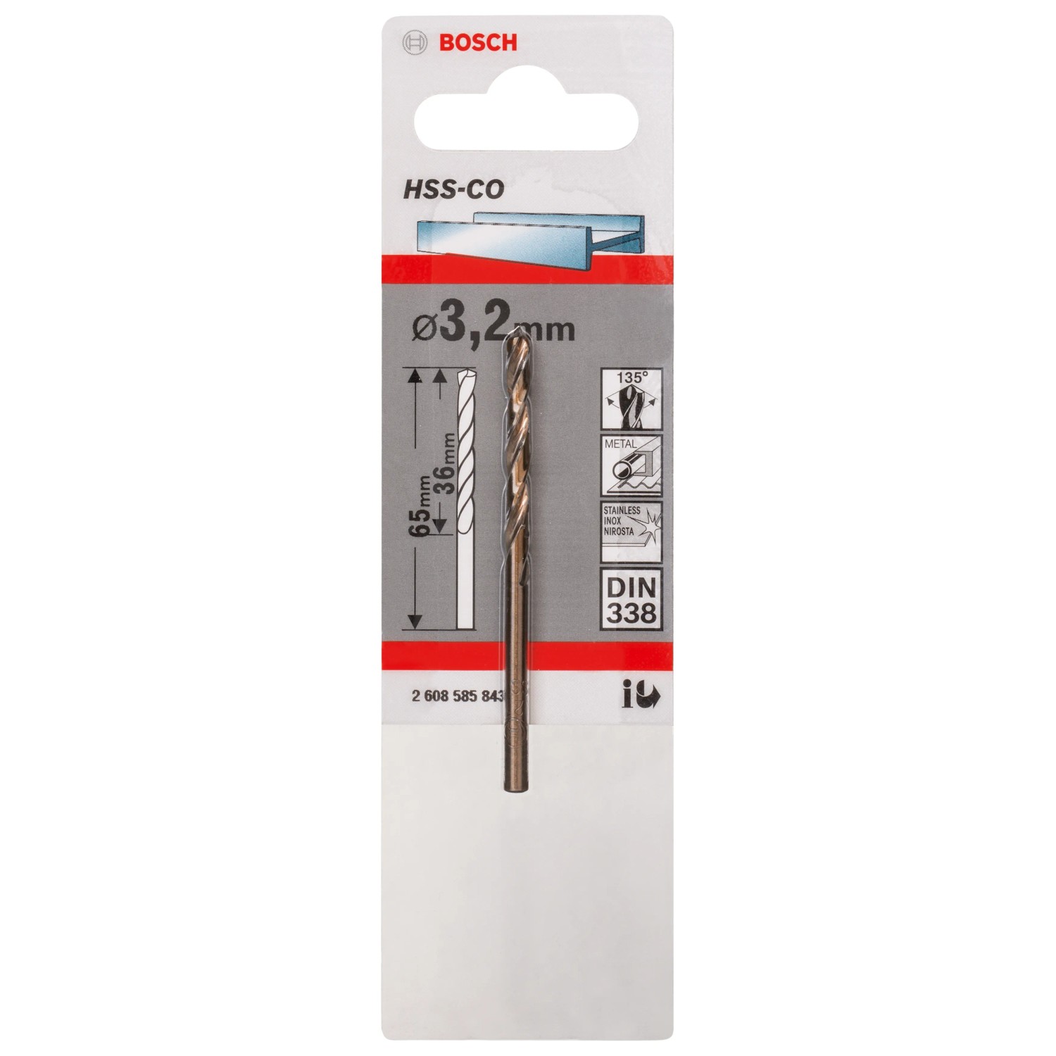 E-shop Bosch Vrták do kovu HSS-Co 3,2 x 36 x 65 mm