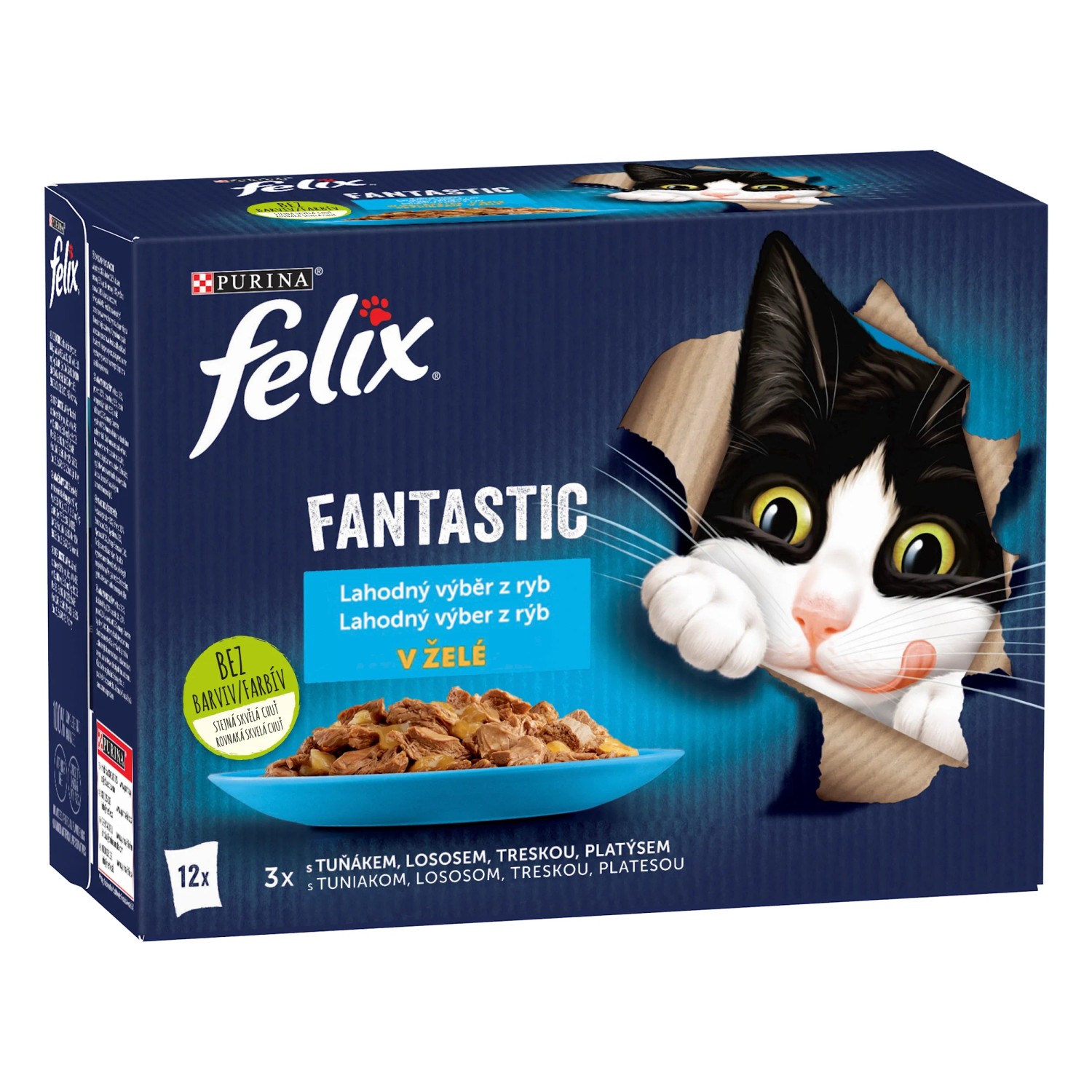 E-shop Felix Fantastic Kapsičky pre mačky tuniak, losos, treska, platesa v želé 12x85 g