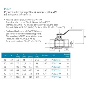 Ferro Plynový guľový kohút MM RP 1/2" (KGN1)