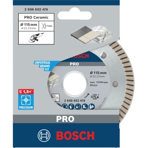 Diamantový rezný kotúč Bosch Extra-Clean Turbo Porcelán, Ø 115 mm, pre uhlové brúsky.