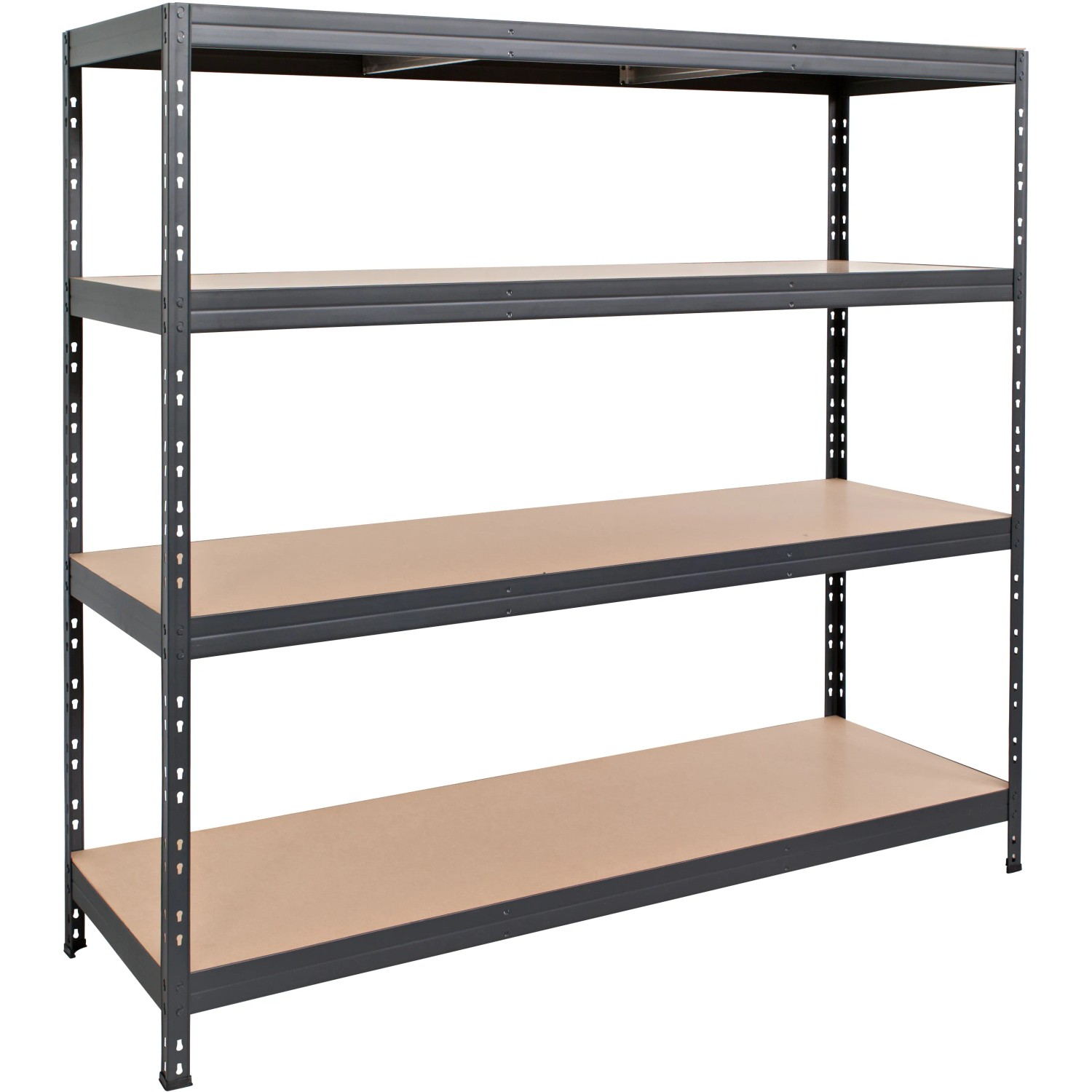 E-shop AR Shelving Kovový regál RIVET antracitový, 4 police, 250 kg, 180 x 200 x 60 cm