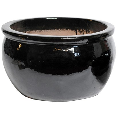 Mega Collections Kvetináč Glazed Bavaria lesklá čierna pr. 26 x 17 cm