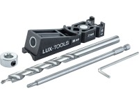 LUX-TOOLS Vrecková vŕtacia šablóna pre 1 otvor do dreva + vrták