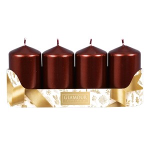Sada adventných sviečok VALEC metalická lesklá bordó 5 x 9 cm, 4 ks