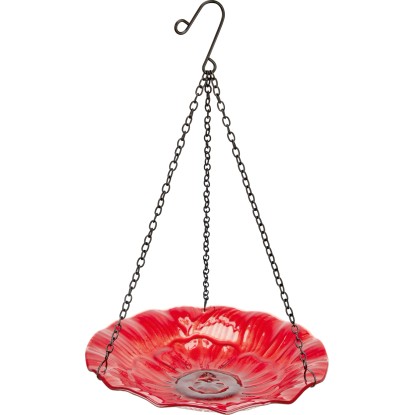 Závesné pítko pre vtáky, kvetina červená pr. 23 cm