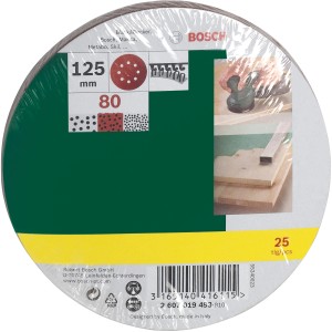 Sada brúsnych listov Bosch pre excentrické brúsky, zrnitosť 80, Ø 125 mm, 25 kusov