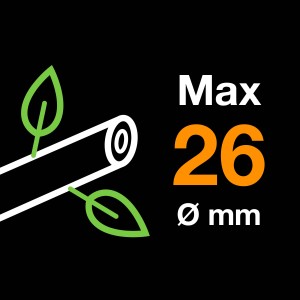 Symbolický obrázok: Max. priemer rezu 26 mm pre záhradné nožnice Fiskars.