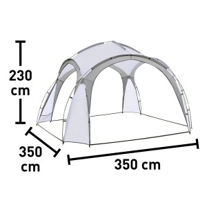 Párty stan Eldora, svetlosivý, 3,5x3,5x2,3 m. Pavilón s UV ochranou a sieťovanými bočnými stenami.