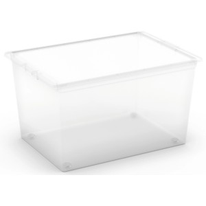 Priehľadný úložný box KIS C XL s vekom a 4 kolieskami, objem 50 litrov.