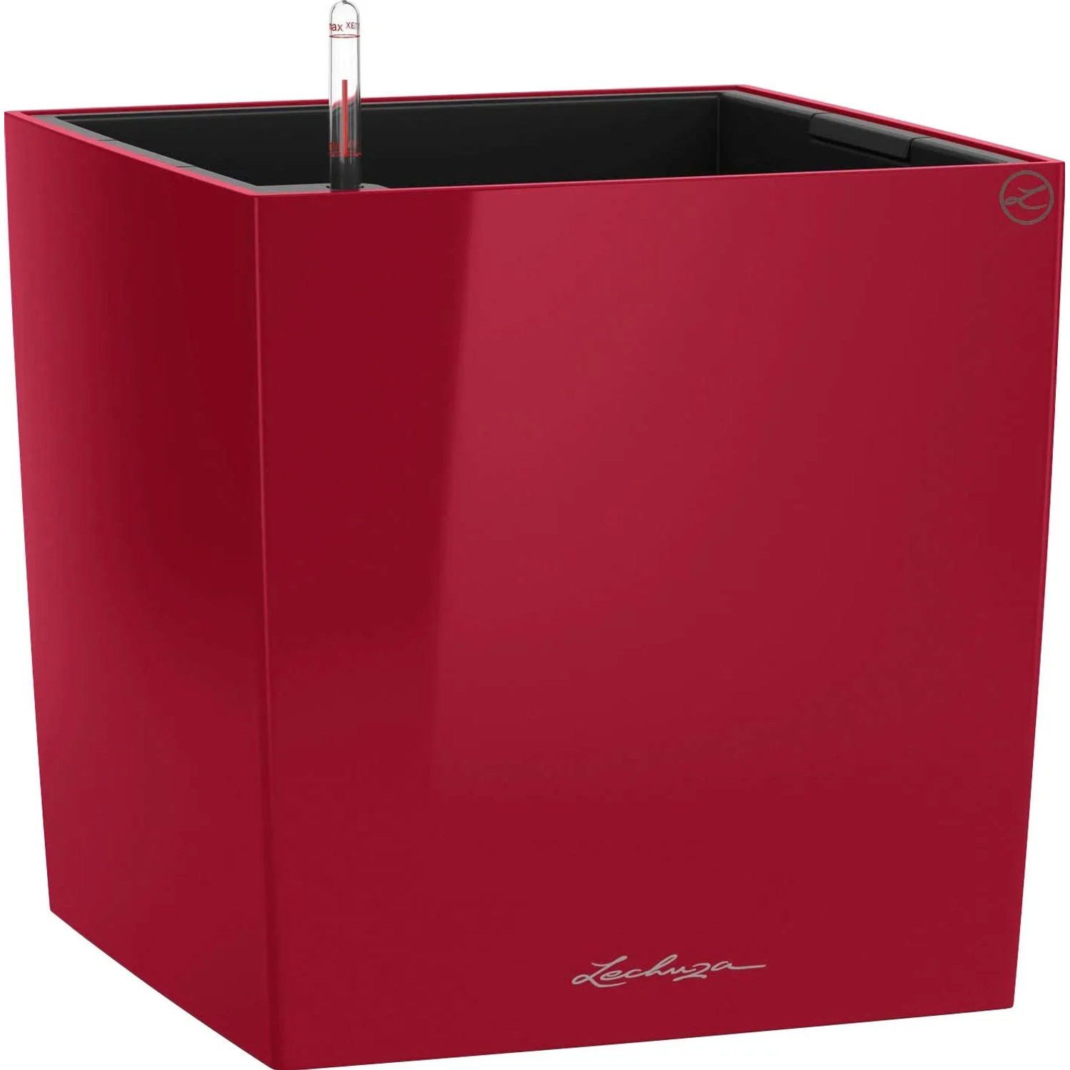 E-shop Lechuza Kvetináč Cube Premium 40, červená vysoko lesklá, 40 x 40 x 40 cm