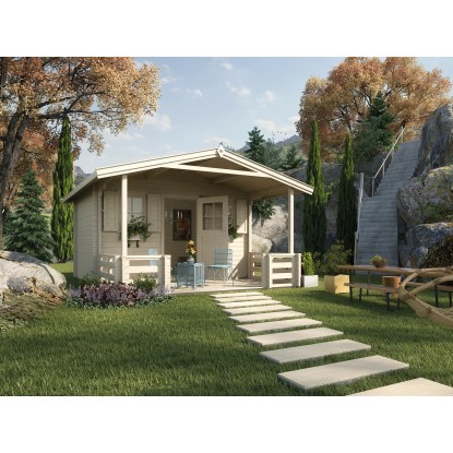 Weka Drevený záhradný domček s terasou 138 veľ. 1, prírodný, 380 x 500 cm