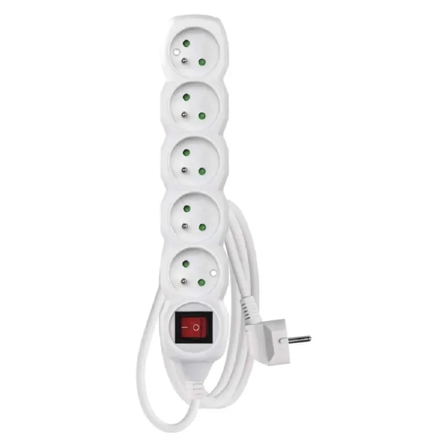 E-shop EMOS Predlžovací kábel s vypínačom biely, 5 zásuviek, max. 16 A/3680 W, 2 m