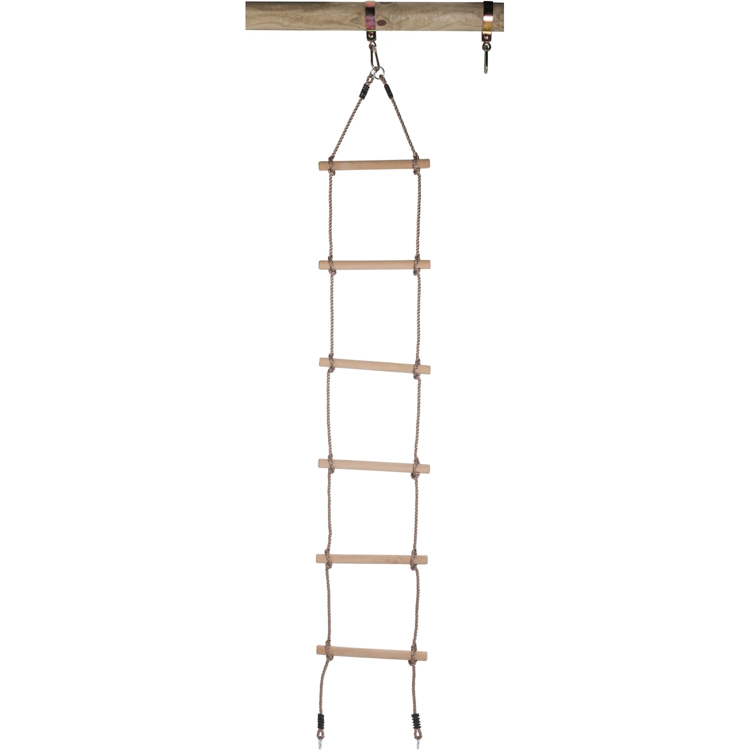 E-shop Swinging Povrazový rebrík so 6 drevenými priečkami, 250 cm