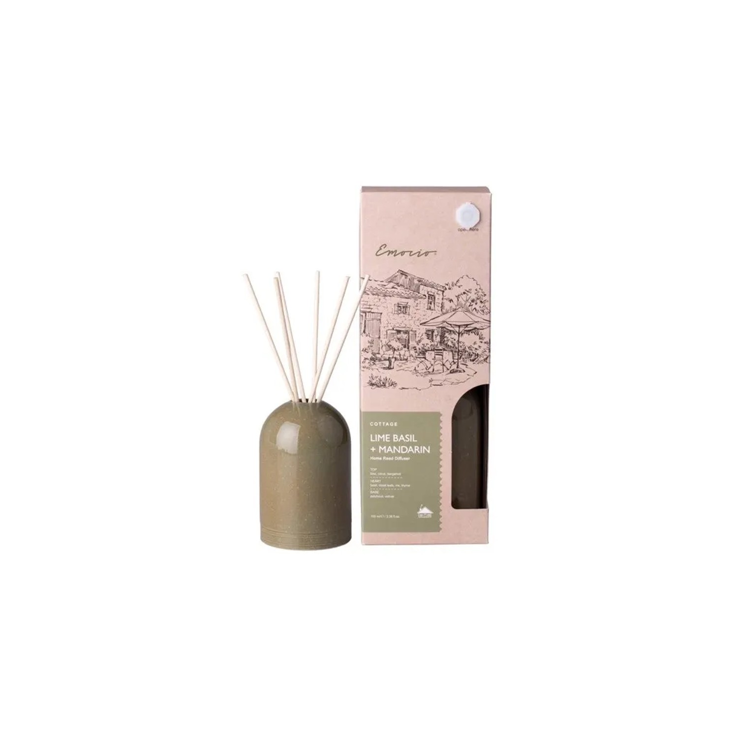 E-shop Emocio Difúzer keramický Lime Basil&Mandarine, vonné steblá 150 ml