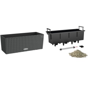 Lechuza Balconera Bundle-Set 50, závesný kvetináč so zavlažovaním, farba žula, vrátane príslušenstva.