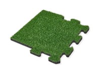 MAX3 Gumová dlažba PUZZLE krajný diel s umelou trávou 500 x 500 x 25 mm