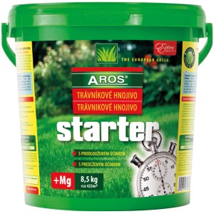 Zelené vedro AROS Starter trávnikové hnojivo, 8,5 kg, na starostlivosť o trávnik.