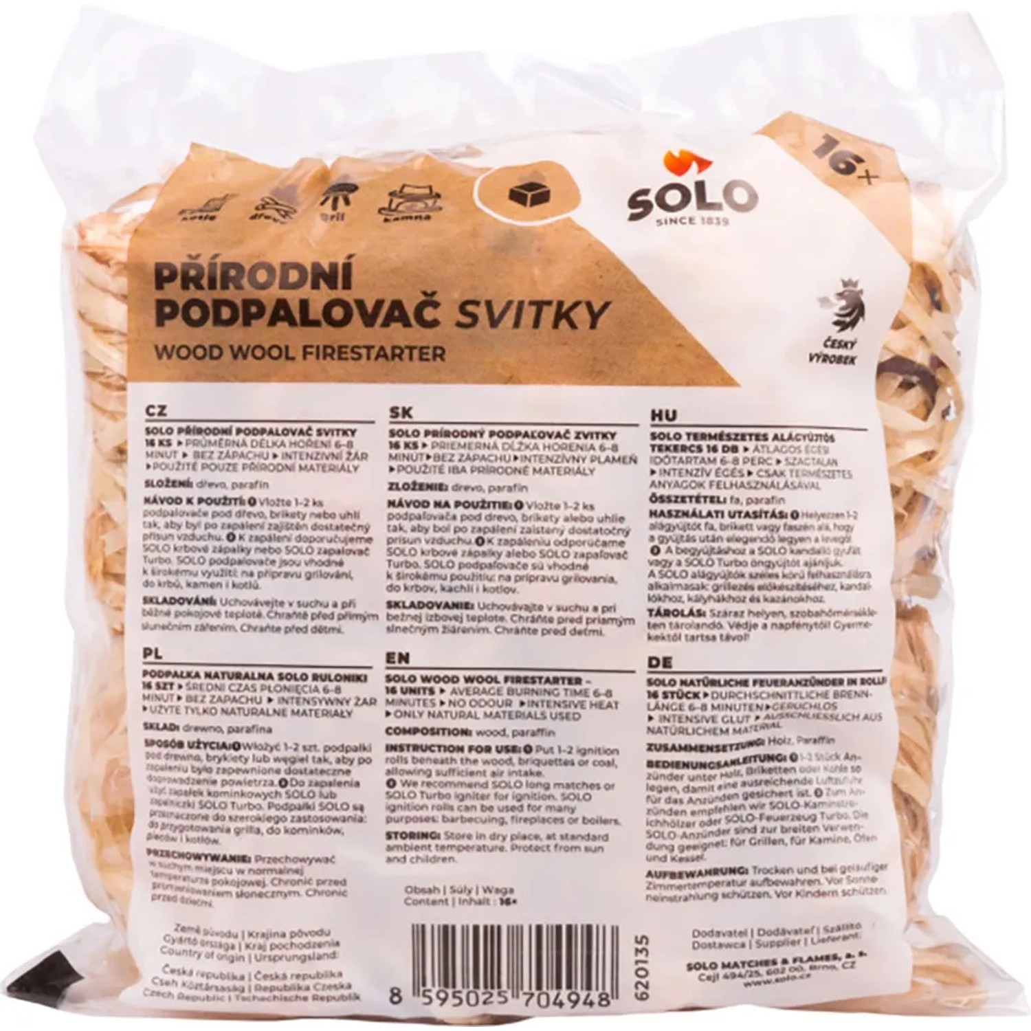 E-shop SOLO Prírodný podpaľovač SVITKY 16 ks