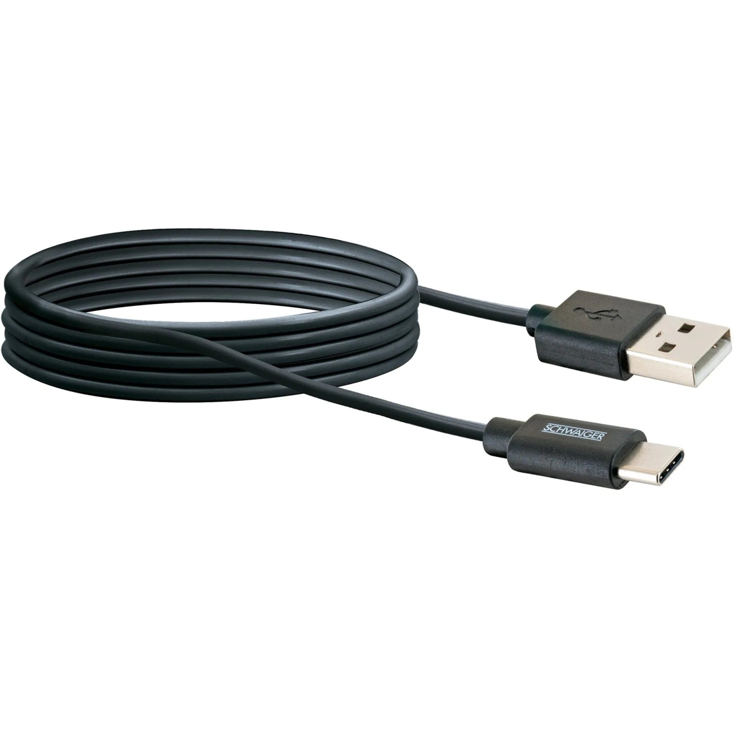 E-shop Schwaiger Synchronizačný a nabíjací kábel USB-C/USB-A, čierna, 2 m