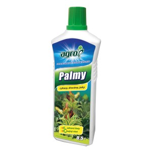 Tekuté hnojivo pre palmy, cykasy, dracény a juky v bielej 0,5l fľaši.