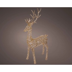 Zlatá LED figúrka soba, 180 cm vysoká, pre exteriér. Slávnostná vianočná dekorácia s teplými bielymi LED.