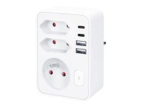 Solight Rozbočka 3 zásuvky, 1x 16A + 2x 2,5A, 2xUSB A+C, vypínač, biela Solight Rozbočka 3 zásuvky, 1x 16A + 2x 2,5A, 2xUSB A+C, vypínač, biela