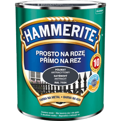 Hammerite Priamo na hrdzu farba na železné kovy saténová antracitová 0,7 l