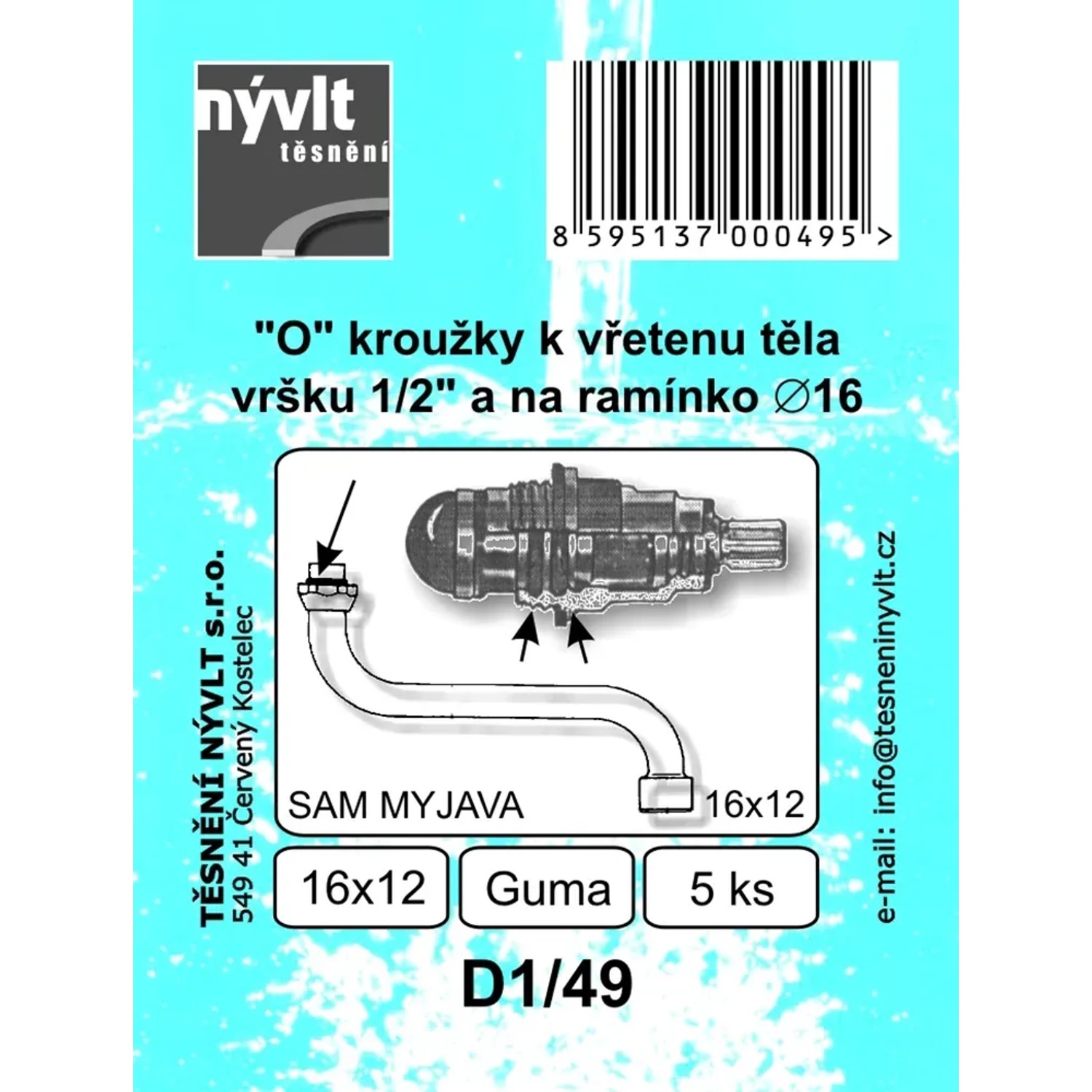 E-shop Tesniaci O krúžok k vŕšku 1/2 a na ramienko 16 mm, 5 ks