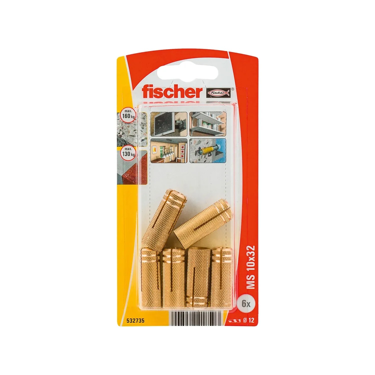 E-shop Fischer Mosadzná hmoždinka MS 10 x 32 K NV, 6 ks