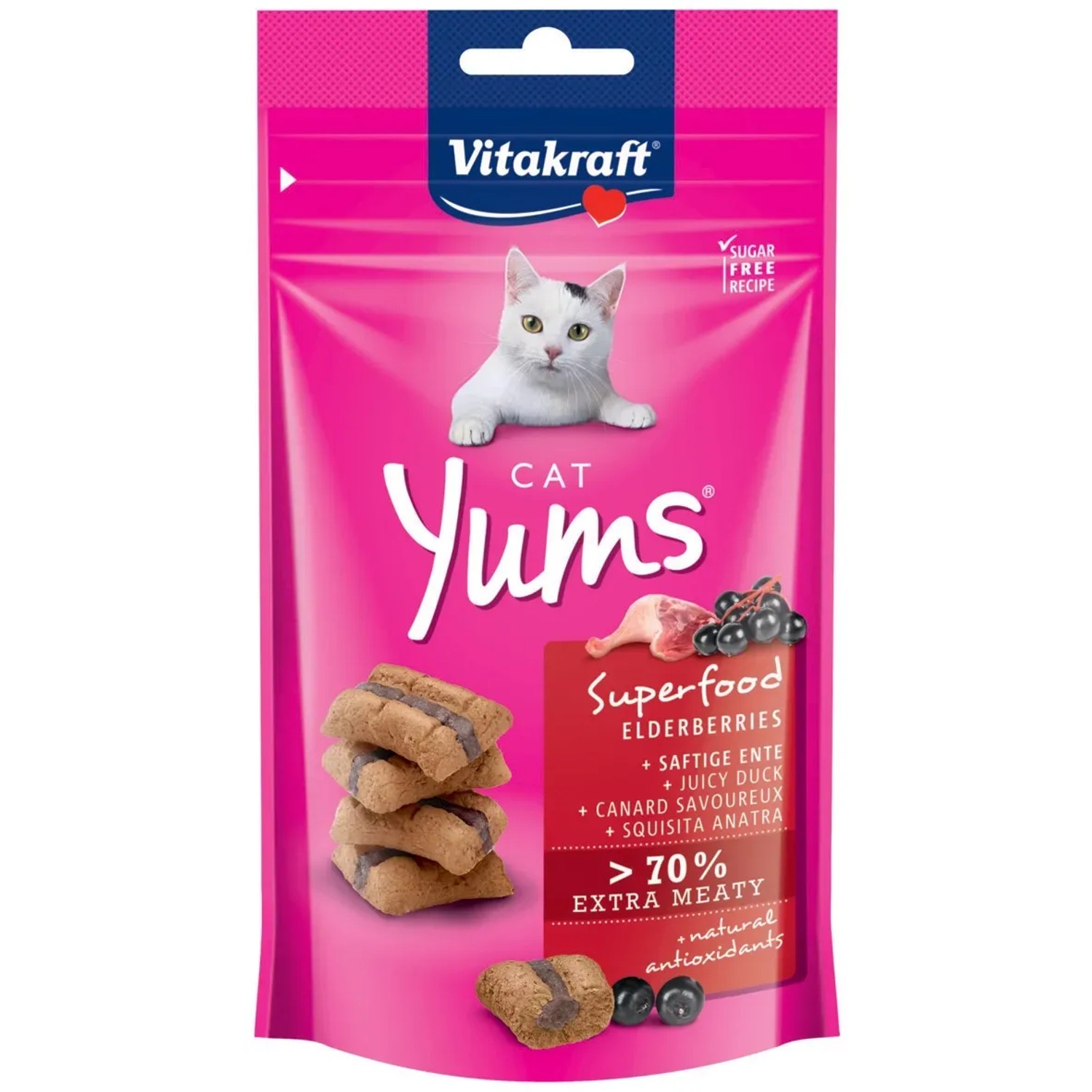 E-shop Vitakraft Pochúťka pre mačky Cat Yums Superfood kačica a baza 40 g