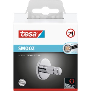 Tesa Smooz chrómový háčik na uteráky na montáž na stenu bez vŕtania.