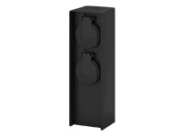 Solight Záhradný stĺpik 2 zásuvky, hranol, čierna, IP44, 7 x 6,8 x 23 cm Solight Záhradný stĺpik 2 zásuvky, hranol, čierna, IP44, 7 x 6,8 x 23 cm