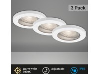Briloner Vstavané LED svietidlo biele, 3-dielna súprava, pr. 85 mm, 400 lm