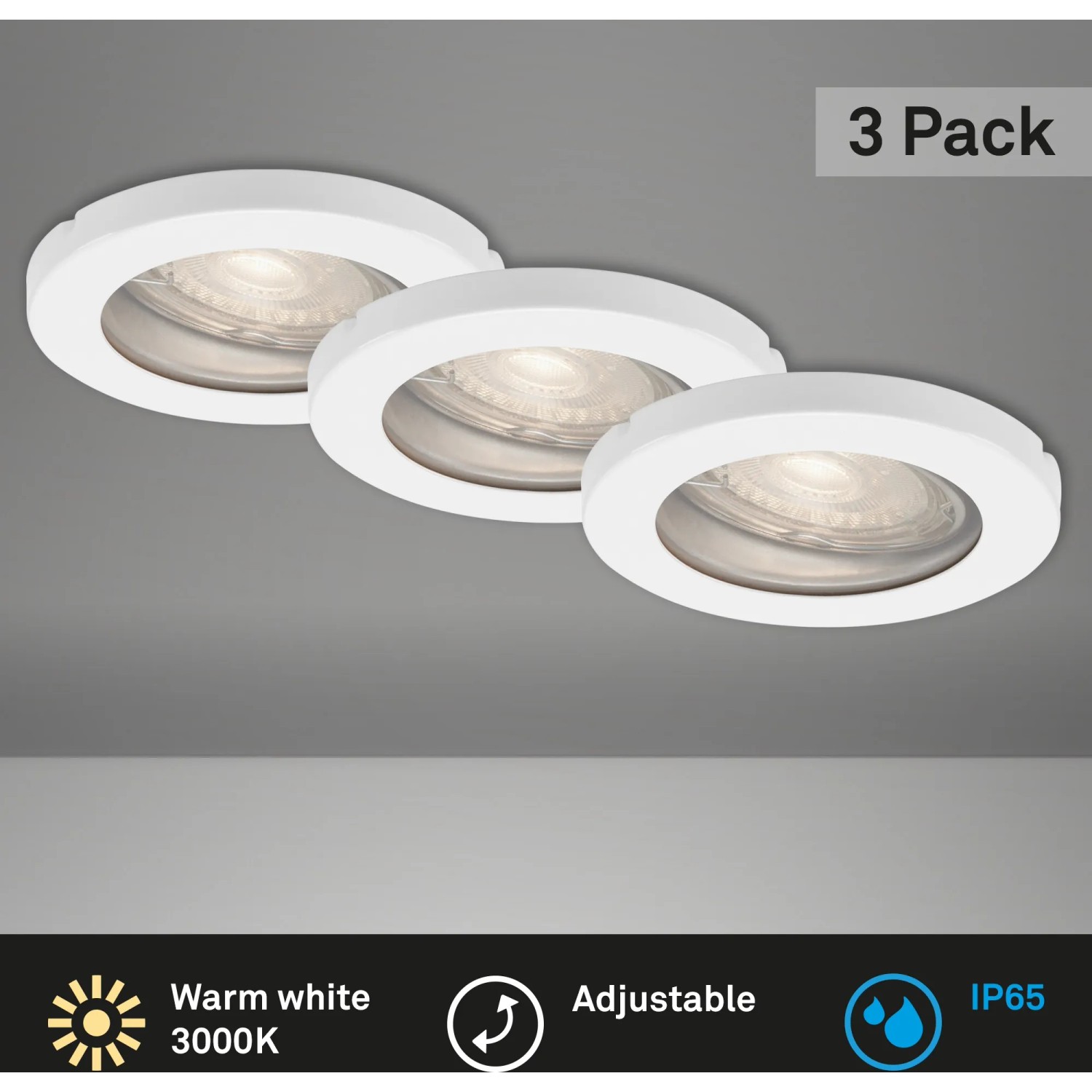 E-shop Briloner Vstavané LED svietidlo biele, 3-dielna súprava, pr. 85 mm, 400 lm