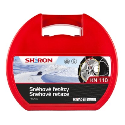 Snehové reťaze SHERON v červenom úložnom kufríku, model KN 110.