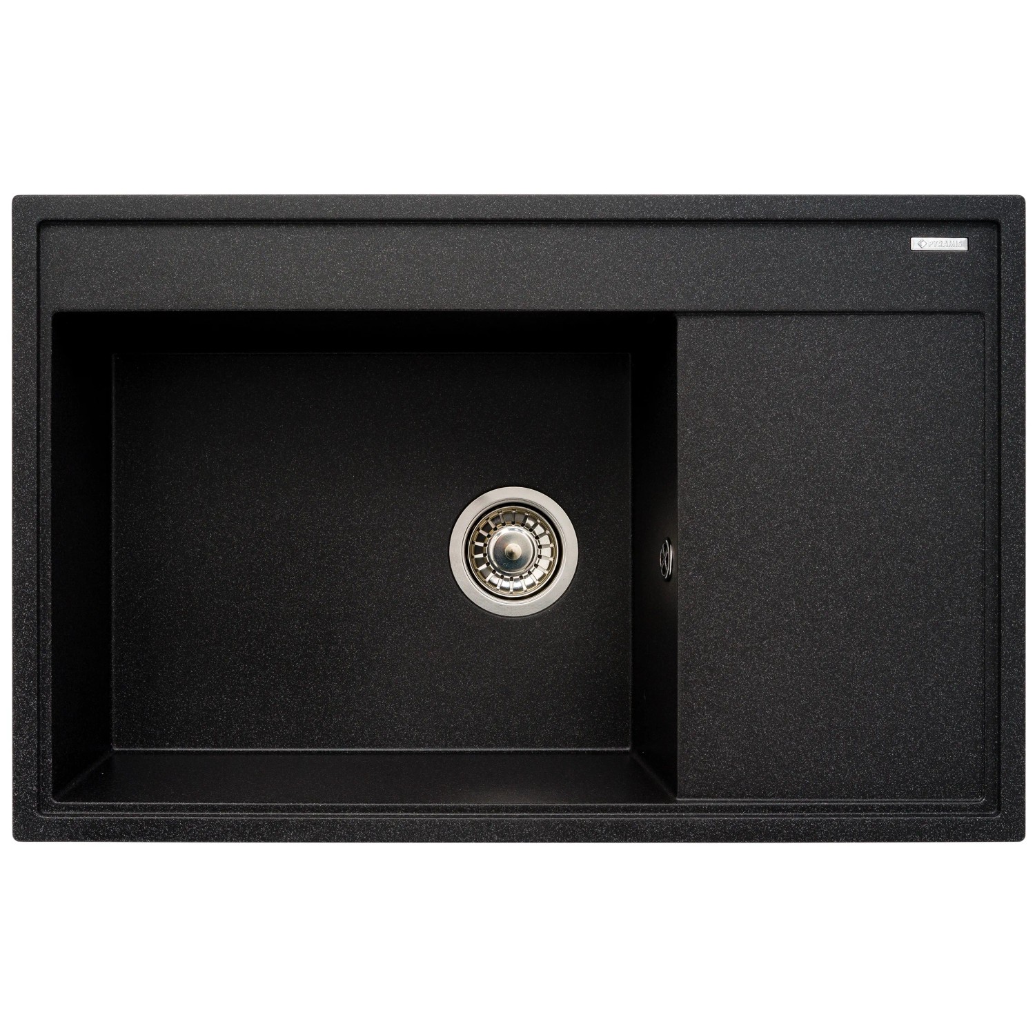 E-shop Pyramis Granitový drez s odkvapkávačom Camea 1B 1D, black LH, 79 x 50 cm