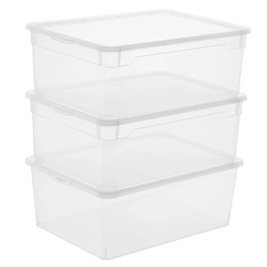 Sada 3 ks Rotho Clear Box Men Shoe, 10 l, priehľadné úložné boxy s vekami.
