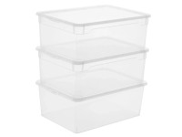 Rotho Skladovací box s vekom CLEAR transparentný 140 x 260 x 360 mm, 10 l, 3 ks