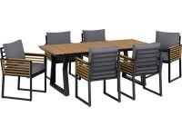 Zostava záhradného nábytku s jedálenským stolom Folkston, hliník/akácie, 7dielna