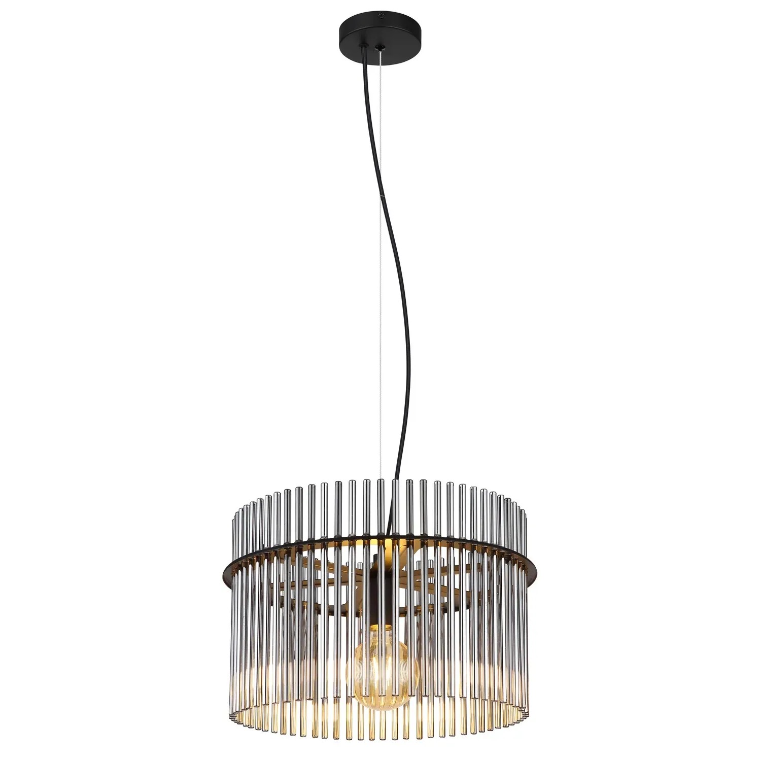 E-shop GLOBO Závesné svietidlo GORLEY čierne 1 x E27 max. 60 W, pr. 40 x 150 cm