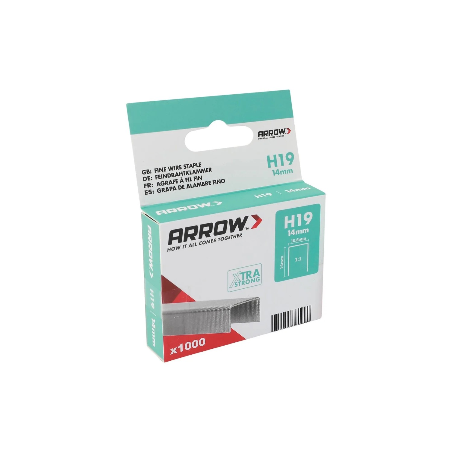E-shop Arrow Drôtené sponky do sponkovačky H19, dĺžka 14 mm, 1000 ks